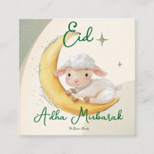 Eid Al Adha Stof Groen Knuffel Schaap  Vierkante Visitekaartje