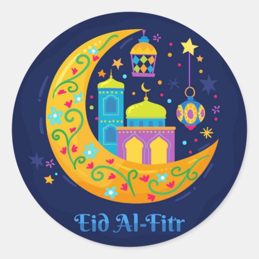 Eid Al Fitr crescent Ronde Sticker (Voorkant)