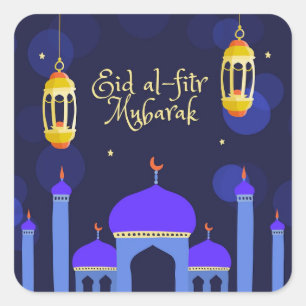 Eid Al Fitr Islamic Mosque Vierkante Sticker