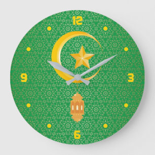 Eid al Fitr Mubarak Ramadan Kareem Moon Star Grote Klok