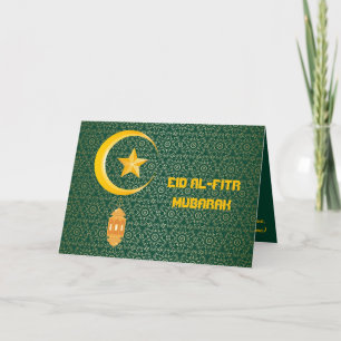 Eid al Fitr Mubarak Ramadan Kareem Moon Star Kaart