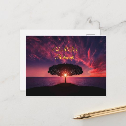 Eid Al-Fitr-Wenskaarten Briefkaart (Voorkant / Achterkant in situ)