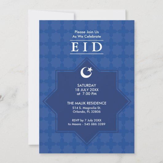 Eid Celebration 8 Pointed Star Party Invitation Kaart (Voorkant)