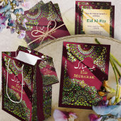 Eid Celebration Ornamental Crimson Red Eid Party Kaart