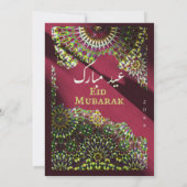 Eid Celebration Ornamental Crimson Red Eid Party Kaart (Achterkant)
