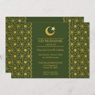 Eid Celebration Party Invitation Islamic Pattern Kaart