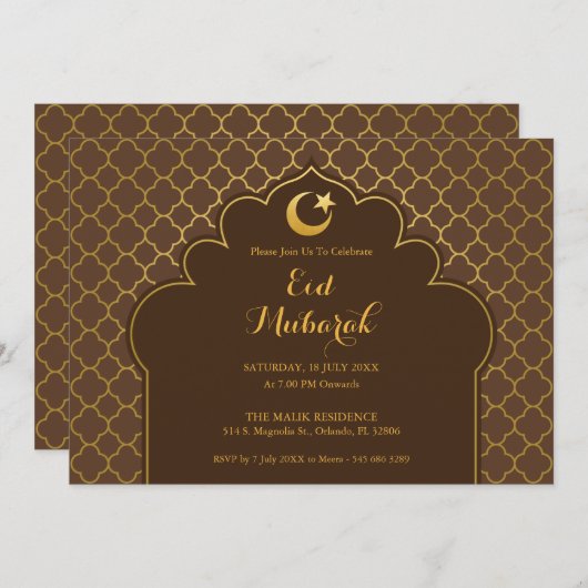 Eid Celebration Party Invitation Morrocan Pattern Kaart (Voorkant / Achterkant)