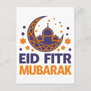 Eid Fitr Mubarak Prettig Eid Al-Fitr Moslim Mannen Briefkaart
