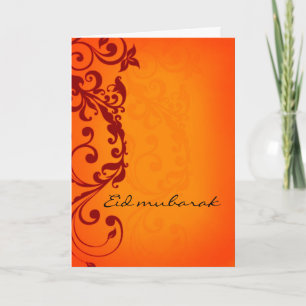 Eid moubarak - carte de voeux orange rouge