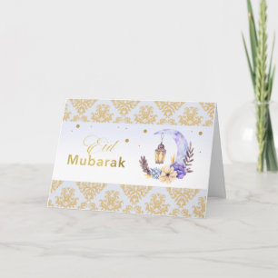 Eid moubarak lune aquarelle Ramadan carte