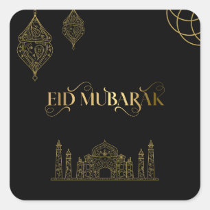 Eid Mubarak 2024 - Gouden Kalligrafie Vierkante Sticker