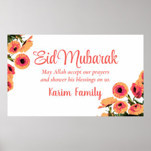 Eid Mubarak - Aangepaste islam - Decor Floral Dua Poster