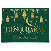 Eid Mubarak Aangepaste naam Elegante Maan Groen Go Groot Cadeauzakje (Voorkant)