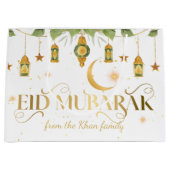 Eid Mubarak Aangepaste naam Elegante witte gouden Groot Cadeauzakje (Voorkant)