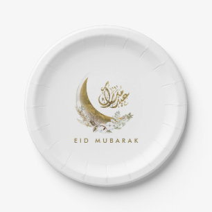 Eid Mubarak Arabisch kalligrafie Gold Moon Papieren Bordje