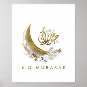 Eid Mubarak Arabisch kalligrafie Gold Moon Poster