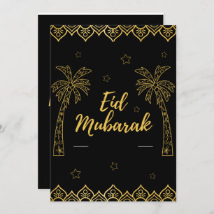 Eid Mubarak Black en Gold Feestdagenkaart