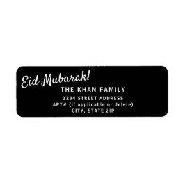 Eid Mubarak Black Retouradres Sticker Label