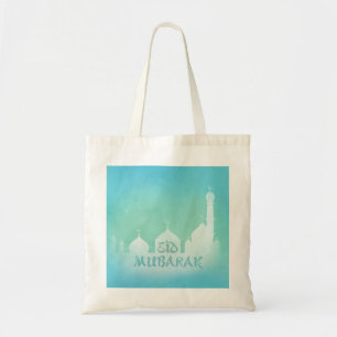 Eid Mubarak Blue Waterverf Mosque - Begrotingscont Tote Bag