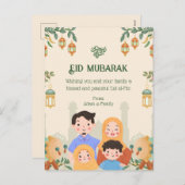 Eid Mubarak Briefkaarten - Schattigee familie (Voorkant / Achterkant)