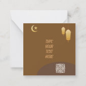 Eid Mubarak Brown en Gold met tekst Notitiekaartje (Achterkant)