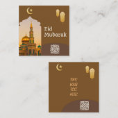 Eid Mubarak Brown en Gold met tekst Notitiekaartje (Voorkant / Achterkant)