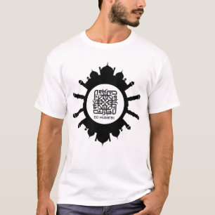 Eid Mubarak Calligrafie en Mosque Black Text T-shirt