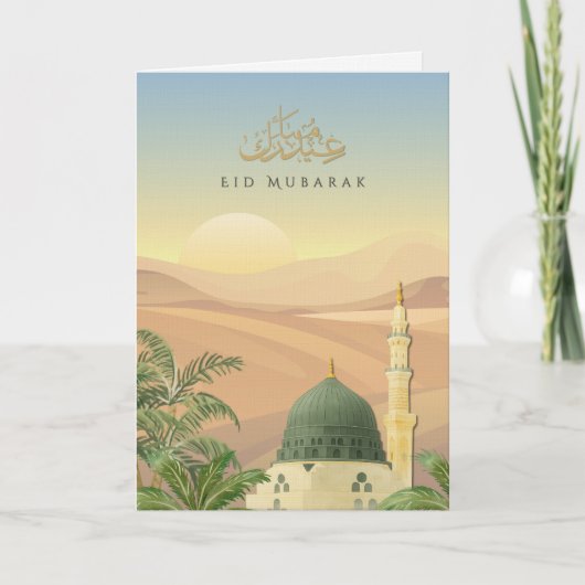 Eid Mubarak Card with Masjid An-Nabawi | Corporate Kaart (Voorkant)