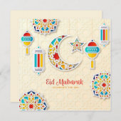Eid Mubarak Colorful Crescent Holiday Kaart (Voorkant / Achterkant)