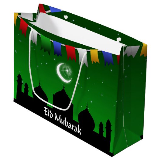 Eid Mubarak Colorful Garland Large Cadeautasje (Voorkant Gekanteld)