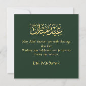 Eid Mubarak Crescent Islamitische Lamp Groen Goud Feestdagenkaart (Achterkant)
