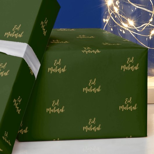Eid Mubarak Donkergroenboek met gouden cadeaus Cadeaupapier