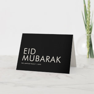 Eid Mubarak Eenvoudige Zwarte en Witte Moslim Fees Kaart