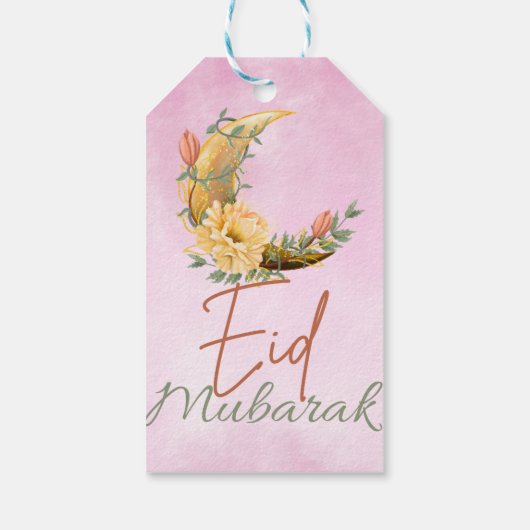 Eid Mubarak Eid Floral Moon Gift Label Cadeaulabel (Achterkant)