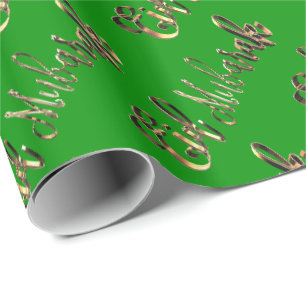 Eid Mubarak Elegant Gold Green Text Patroon Cadeaupapier