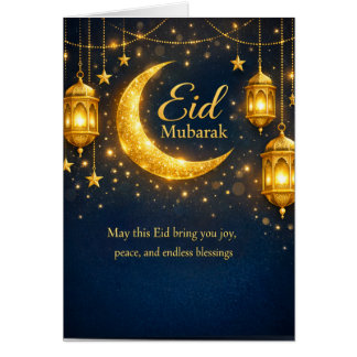 Eid Mubarak Elegante Lantaarns & Halve Maan groet