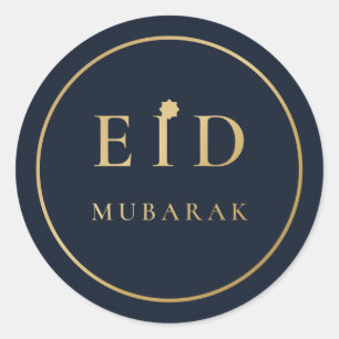 Eid Mubarak Elegante Navy Goud Sticker