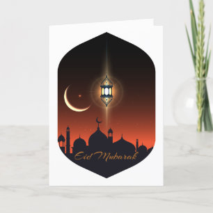Eid Mubarak Familie Foto Groet Feestdagen Kaart