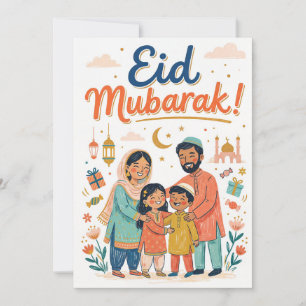 Eid Mubarak Familie Wenskaart Feestdagenkaart