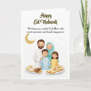 Eid Mubarak Familie Wenskaart Islamitische Eid A Kaart
