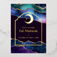 Eid Mubarak Galaxy en Goud Agaat