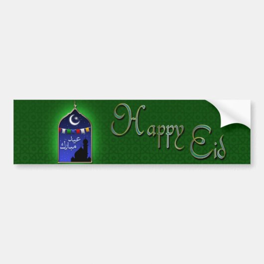 Eid Mubarak Garland Moon Bumpersticker (Voorkant)