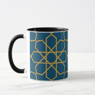 EID Mubarak Geometrisch Ontwerp Blauw Mok