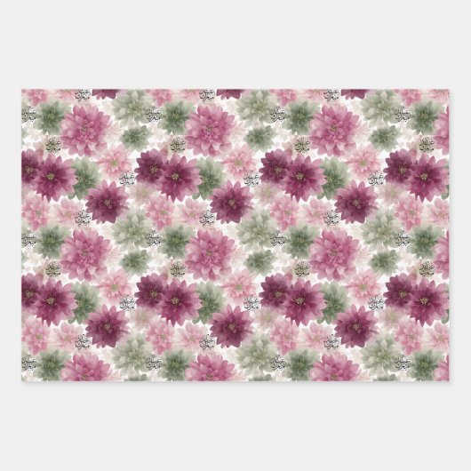 Eid Mubarak Gift Wrap Set – 3 Floral Designs  Inpakpapier Vel (Voorkant)