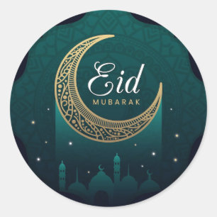 Eid Mubarak Gold Green Ronde Sticker