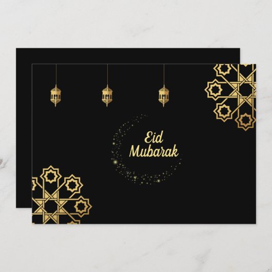 Eid Mubarak Golden Customize Kaart (Voorkant / Achterkant)