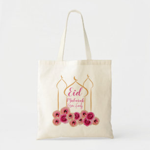 Eid Mubarak Golden Mosque Roos Blossom Paars Tote Bag