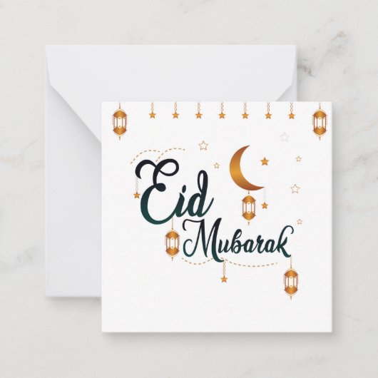 Eid Mubarak Golden Notitiekaartje (Voorkant)