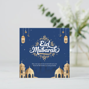 Eid Mubarak Goud & Blauw  Kaart