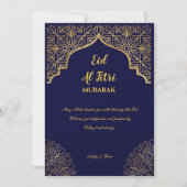 Eid Mubarak Gouden Mandala Marineblauw Feestdag Feestdagenkaart (Voorkant)